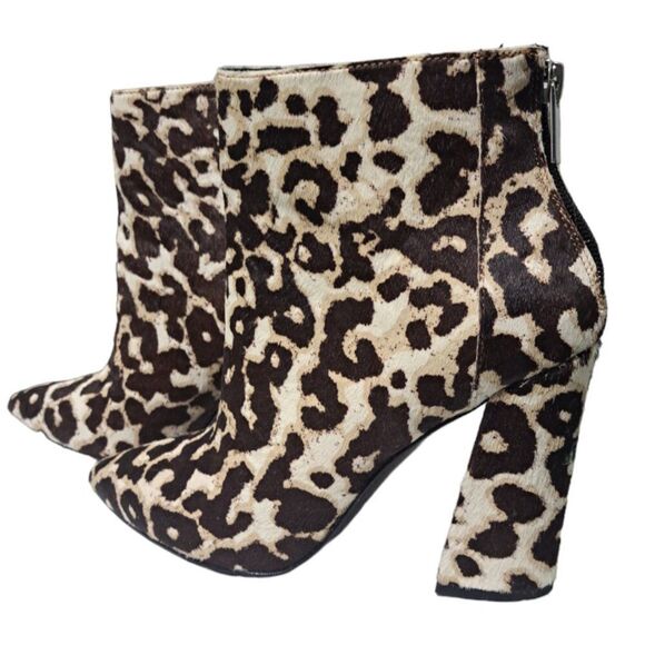Charles David Women's Real Calf Fur Animal Print Ankle Boots Brown Multi Sz 8 - Picture 4 of 7
